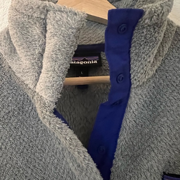 Patagonia Size L Re-Tool Snap-T Polartec Pullover Sweater Gray/Royal Blue Trim - Picture 4 of 12